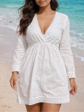 Ralph Lauren White Linen Blend Tunic with Brand Tag